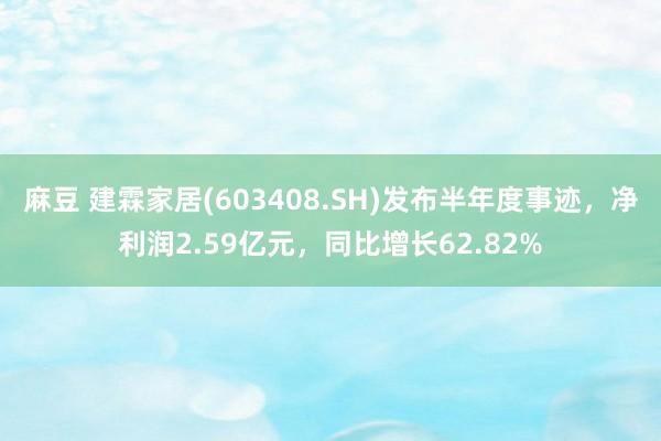 麻豆 建霖家居(603408.SH)发布半年度事迹，净利润2.59亿元，同比增长62.82%