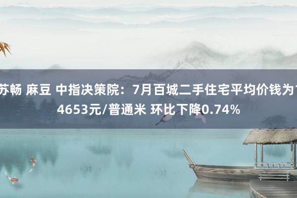 苏畅 麻豆 中指决策院：7月百城二手住宅平均价钱为14653元/普通米 环比下降0.74%