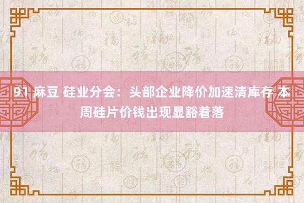 91 麻豆 硅业分会：头部企业降价加速清库存 本周硅片价钱出现显豁着落