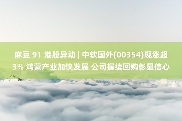 麻豆 91 港股异动 | 中软国外(00354)现涨超3% 鸿蒙产业加快发展 公司握续回购彰显信心