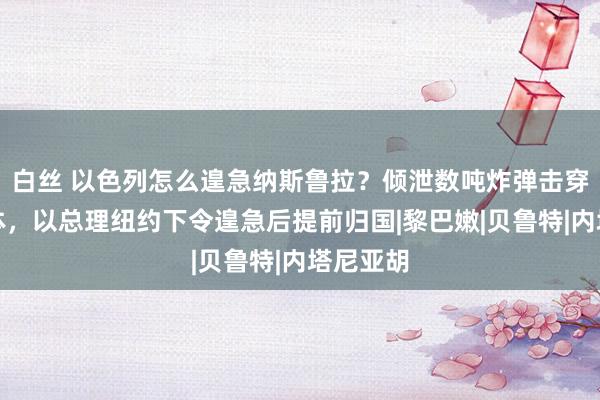 白丝 以色列怎么遑急纳斯鲁拉？倾泄数吨炸弹击穿地下掩体，以总理纽约下令遑急后提前归国|黎巴嫩|贝鲁特|内塔尼亚胡