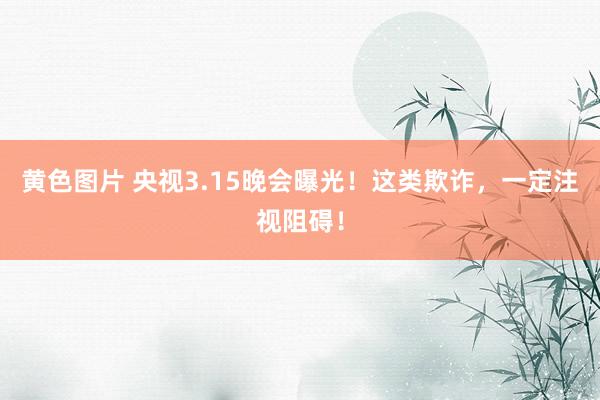 黄色图片 央视3.15晚会曝光！这类欺诈，一定注视阻碍！