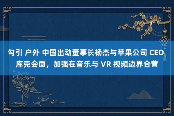 勾引 户外 中国出动董事长杨杰与苹果公司 CEO 库克会面，加强在音乐与 VR 视频边界合营