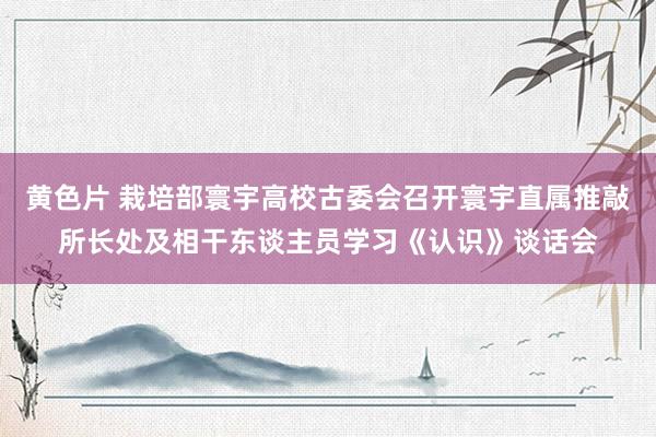 黄色片 栽培部寰宇高校古委会召开寰宇直属推敲所长处及相干东谈主员学习《认识》谈话会