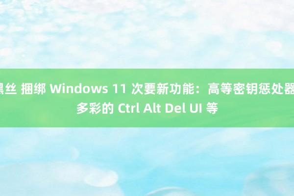 黑丝 捆绑 Windows 11 次要新功能：高等密钥惩处器、多彩的 Ctrl Alt Del UI 等